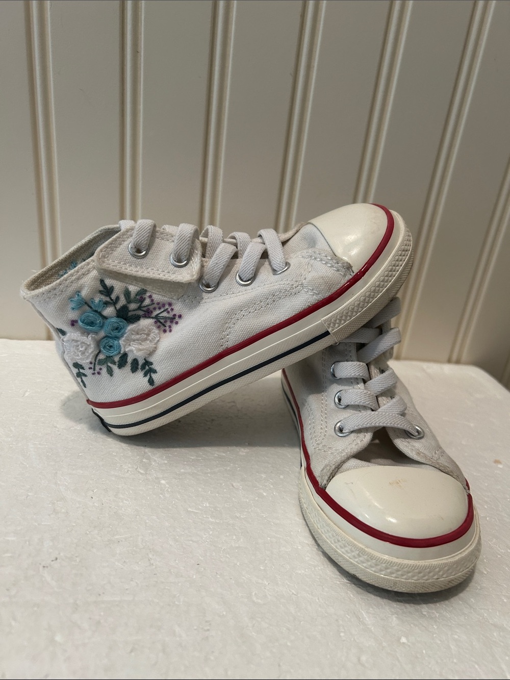 Converse Kids' White High-Top Sneakers with Floral Star Patch
